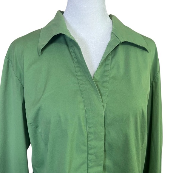 Lafayette 148 Green Hidden Button-Up Collared Top Cotton Dress Professional Sz 8 - Picture 5 of 10